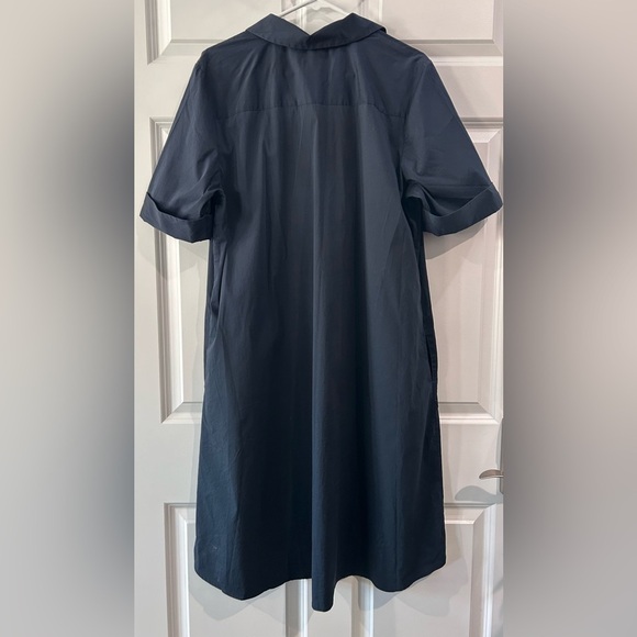 Chico's Hemmed Popover Shirt Dress, Pockets, Navy Blue, Size 2 Large Minimalist - Picture 2 of 9
